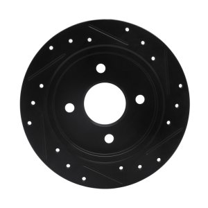Ford Fiesta Brake Rotor (1) - Rear Left - R1 Concepts - Drilled & Slotted - Black - `01-`19